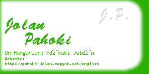 jolan pahoki business card